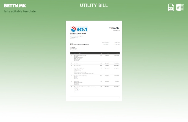 Модерен стил Индонезија МЕА шаблон сметки за комунални услуги